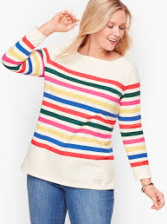 Colorful Breton Striped long sleeve top | size L - Picture 1 of 6